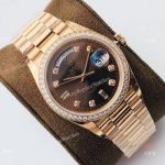(EWF) Swiss Replica Rolex Day-Date President 36mm Watch - Rolex Day Date Chocolate Diamond Watch